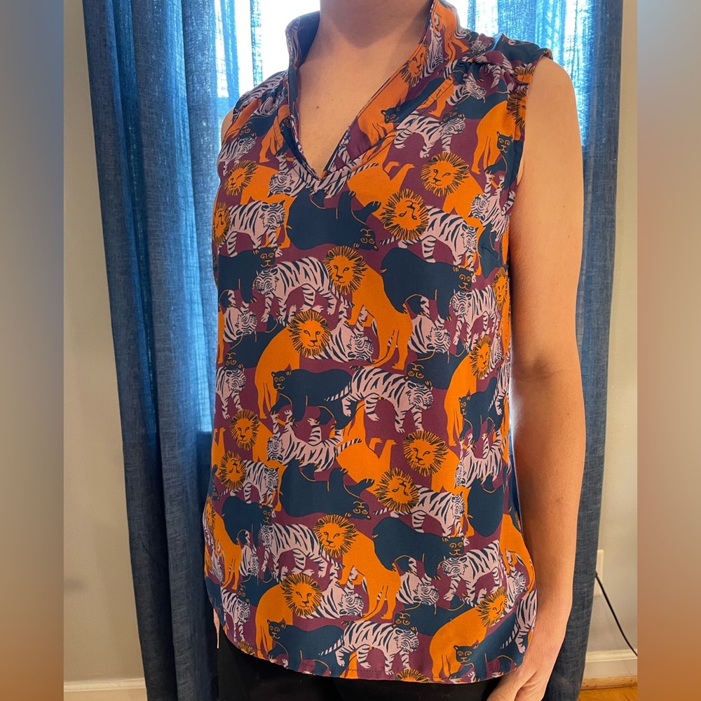 ModCloth Orange and Purple Lion Pattern Dress